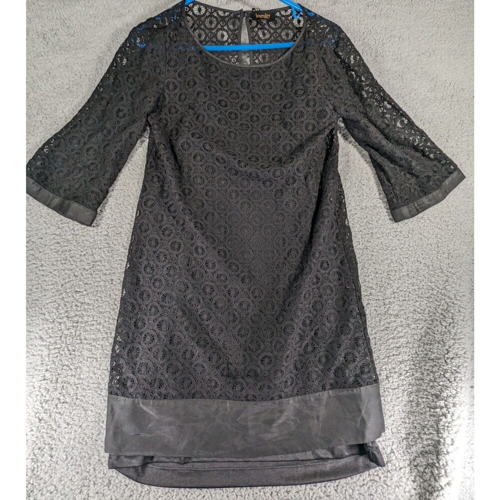 Laundry by Shelli Segal Dress Womens Size 2 Black Lace Sheath Dress Cocktail